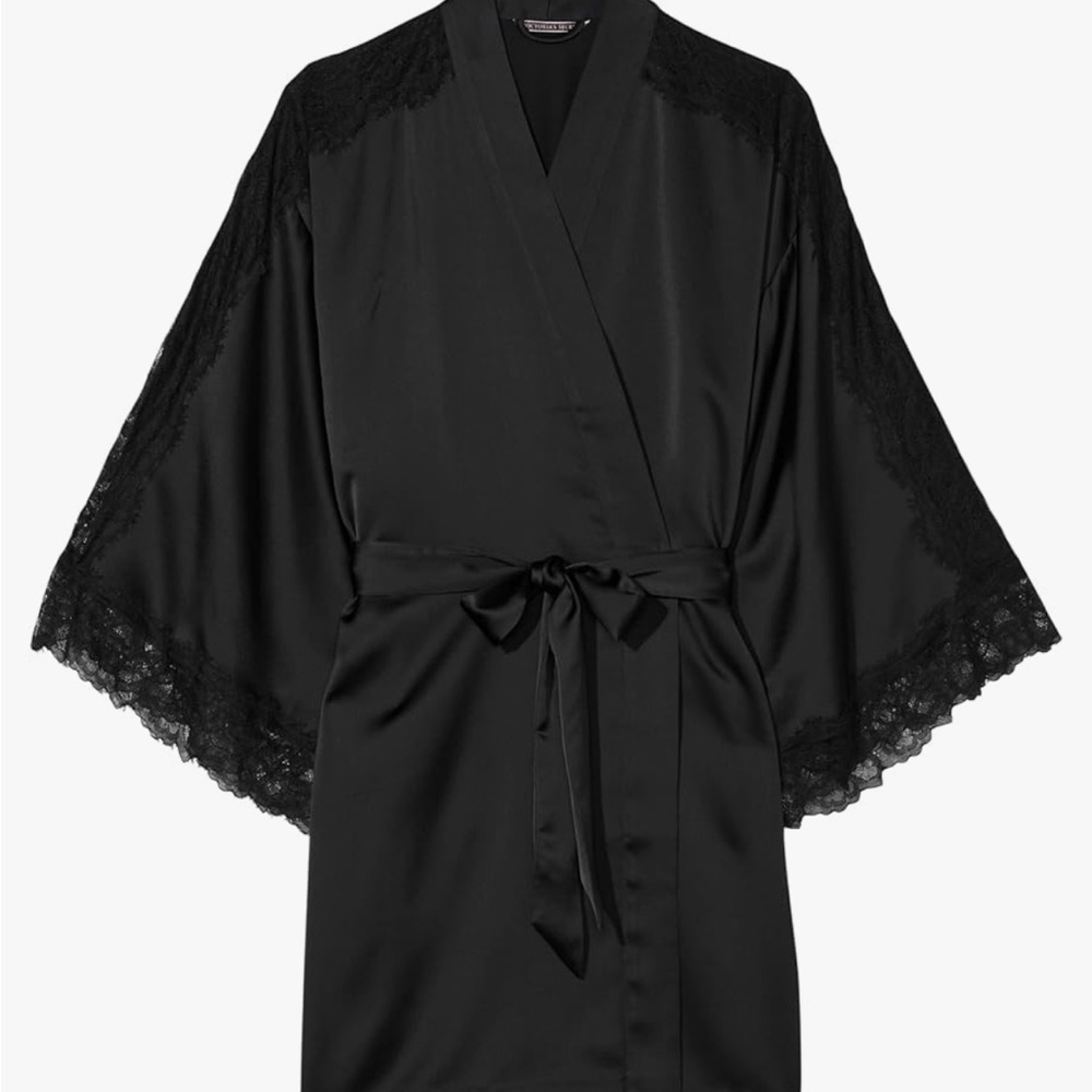 Victoria's Secret Luxe Satin Jacquard Lace Robe